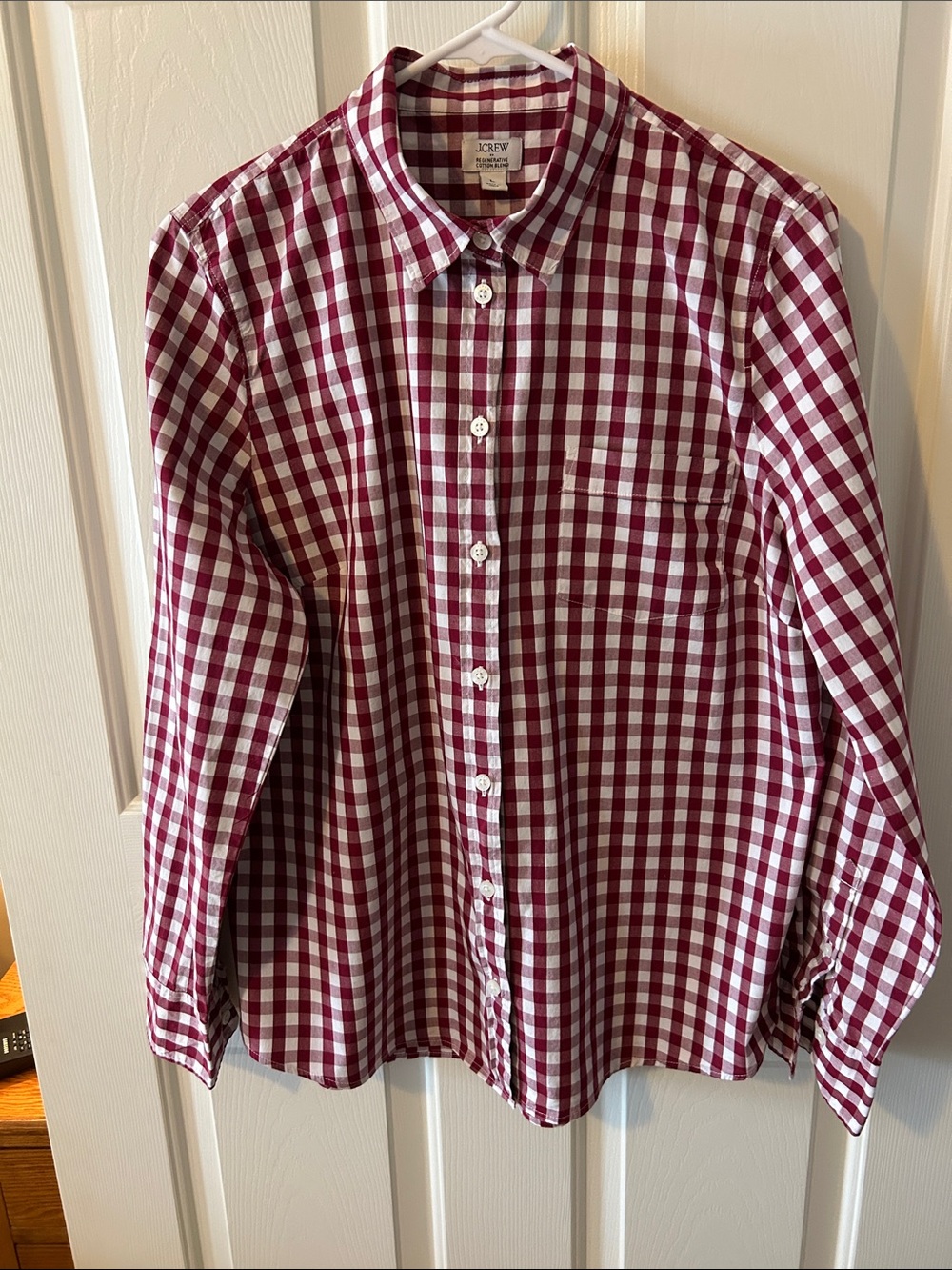 J. Crew Burgundy & White Gingham Button-Down Shirt